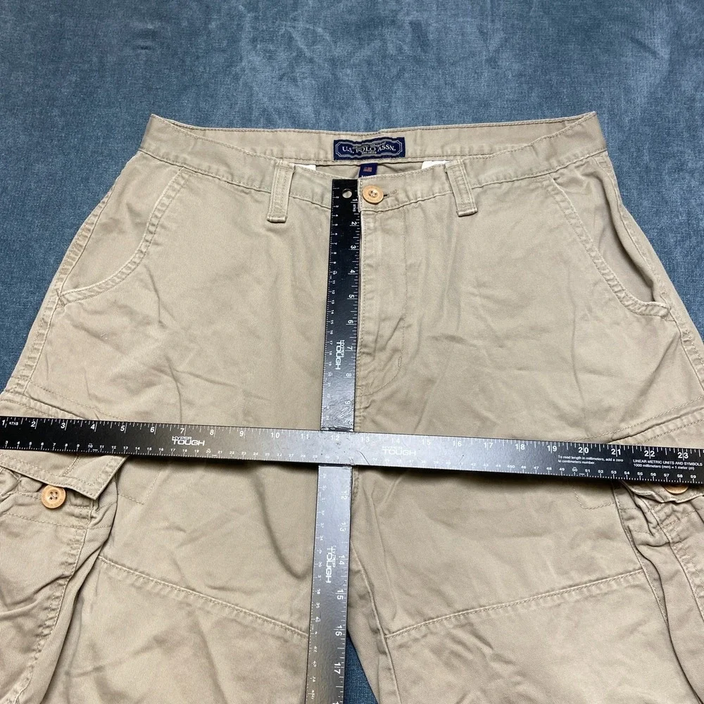 U.S. Polo Assn Cargo Shorts Mens 36 Khaki Cotton Flat Front Slash Pockets Hiking